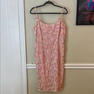 Vintage 50s 60s pink cocktail dress with matching sash